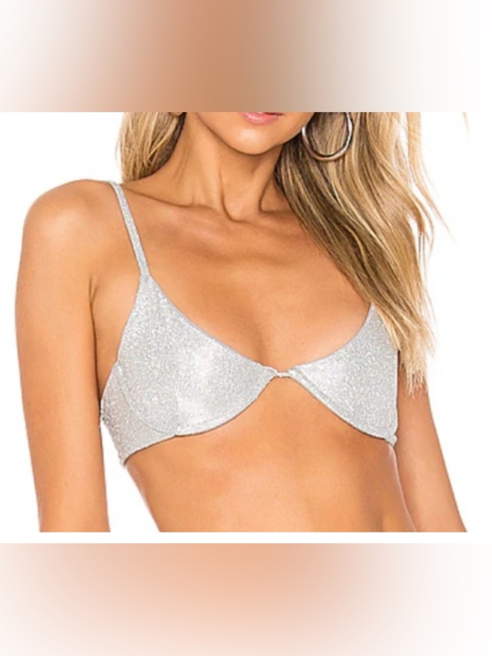Guizio. Silver glitter Underwire Bikini Top in small